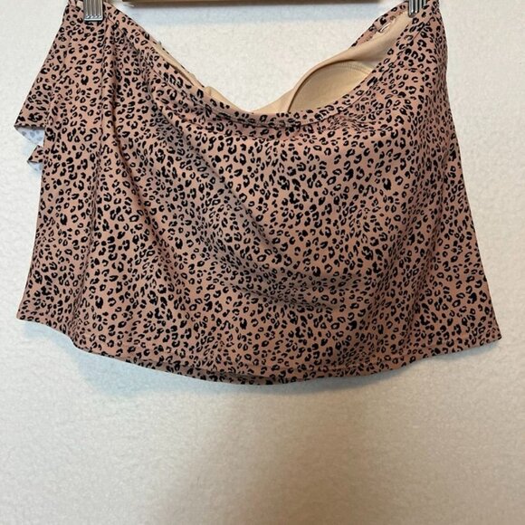 Leopard Print Ruffle Swim Skirt L 12-14 Kona Sol Nylon/Spandex Neutral - Picture 11 of 14